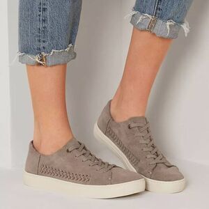 Toms Lenox Braided Suede‎ Lace Up Sneaker Shoes Desert Taupe Tan 8.5